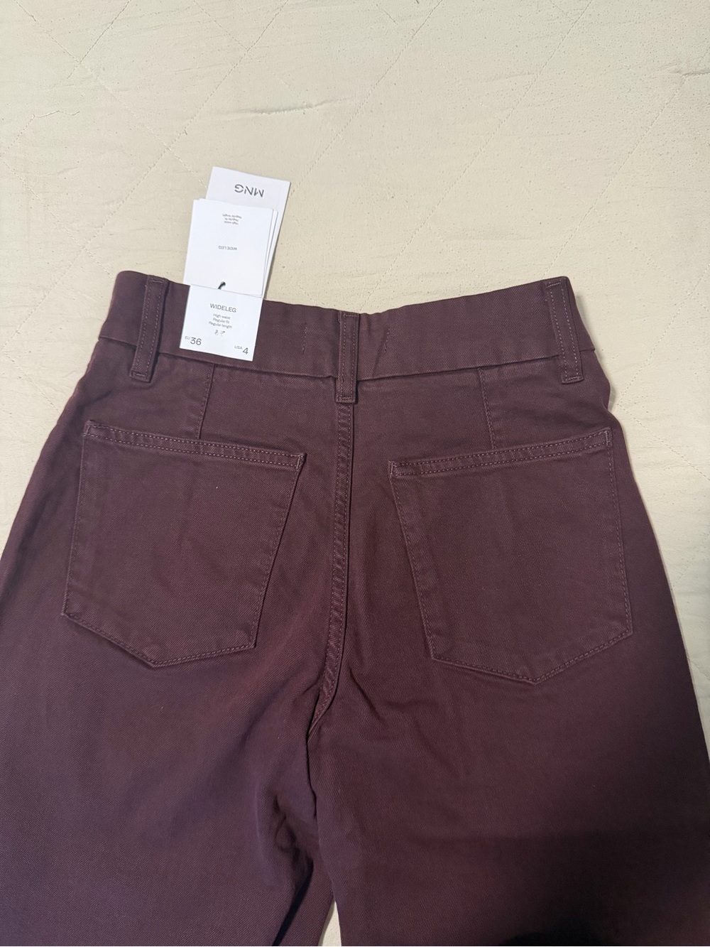 Mango Wide-Leg High-Waist Pants in Deep Plum - Picture 3 of 4